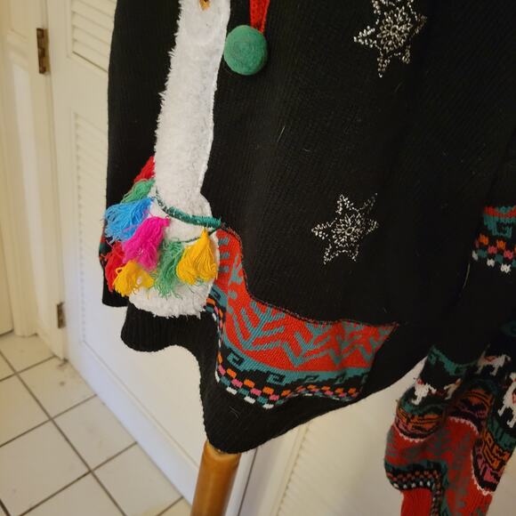 Alpaca Christmas Sweater Tassel Trim Holiday Time XL 16 18 Oversized Festive - Picture 3 of 8